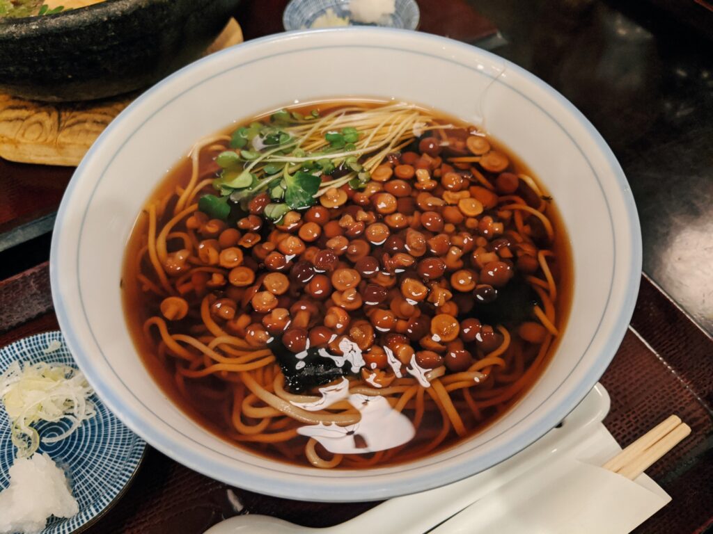 Bowl of soup from a Japanese restaurant.