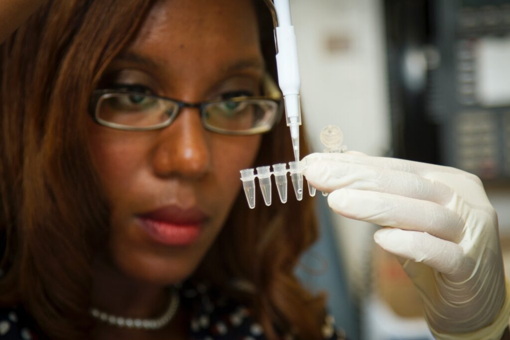 Medical researcher running an experiment.